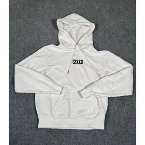 Kith Classic Black Box Logo White Hoodie Size XS
